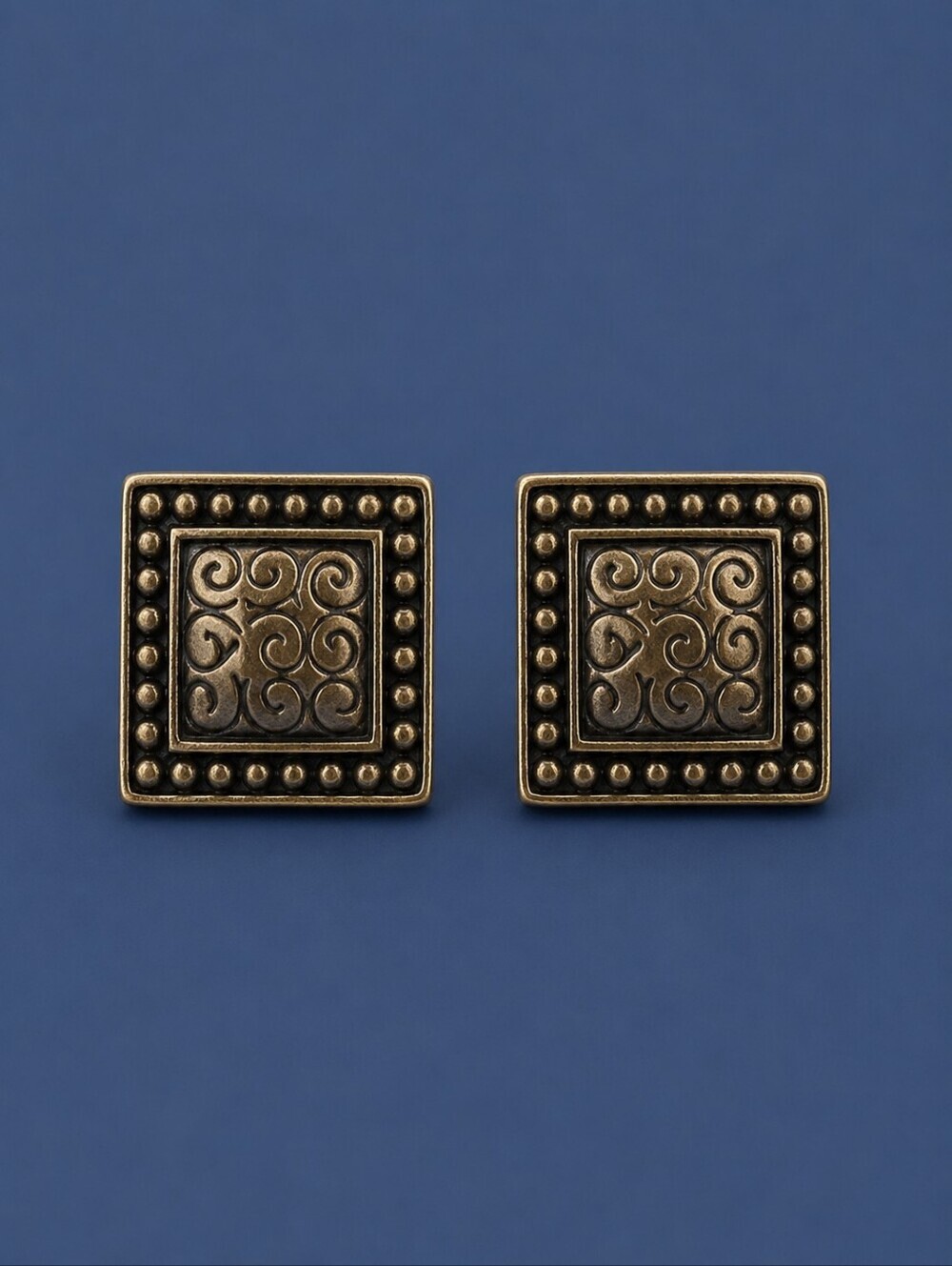 3/$30 Bronze Square Scroll Post Earrings